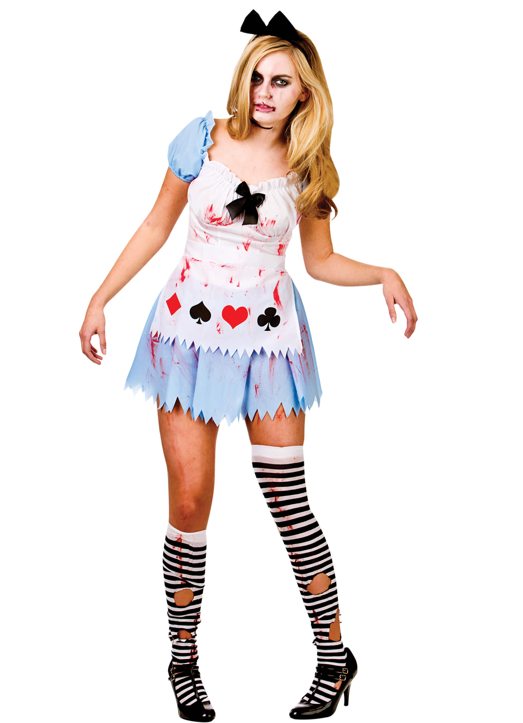 Childrens Alice in Zombieland HORROR Fancy Dress Up Party Halloween Costume Nuovo 