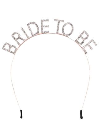 Rose Gold Bride to Be Headband with Silver Diamonds 