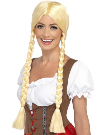 Oktoberfest Ladies Long Blonde Plait Wig