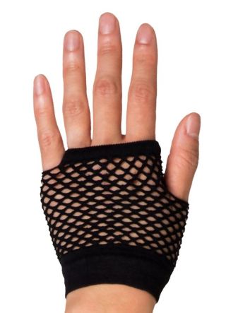 80s Fishnet Gloves Black - Short
