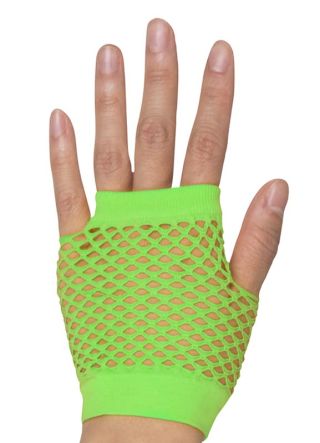 80s Fishnet Gloves Neon Green - Short