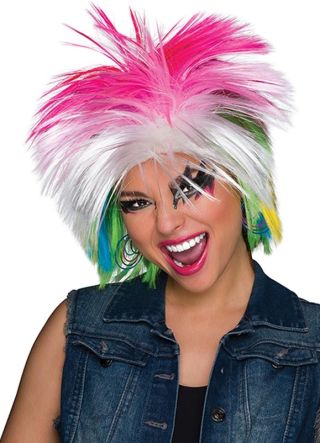 80s Punk Spiked Rainbow Wig