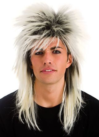 80s Two-tone Shoulder Length Blonde Spiked Rocker Unisex Wig