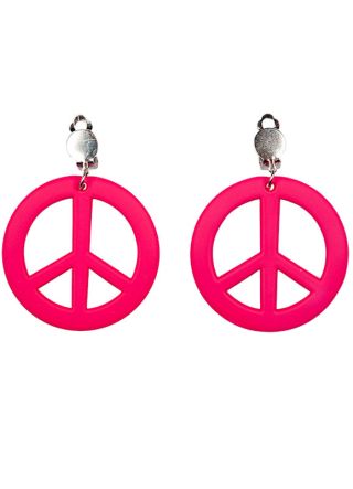 Hippie Peace Earrings Hot Pink 5cm