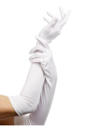 Plain Long White Ladies Gloves 