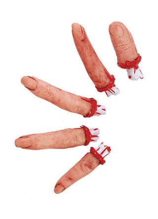 Realistic Severed bloody fingers - longest finger is 9cm