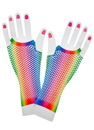 Multicoloured Long Fishnet Gloves