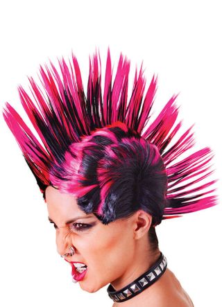 Mohican Black & Pink Wig