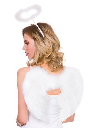 White Angel Wings & Halo Set 32cm x 48cm