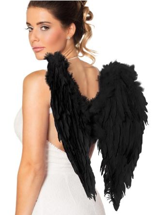 Angel Wings Medium Black Pointy Feather - 50cm x 50cm