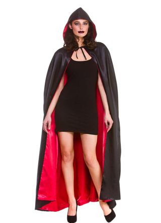 Deluxe Black and Red Satin Cape – 140cm
