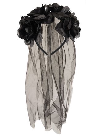 Black Flower Headband and Veil
