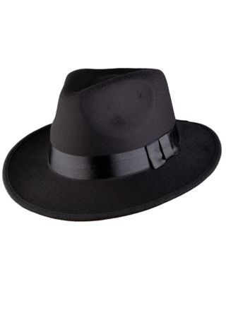 Gangster Hat Black with White Band