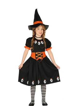 Black Witch Girls Costume - Orange Belt