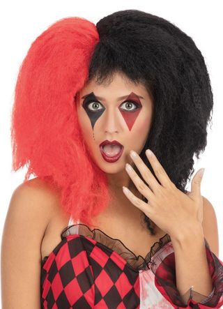 Black & Red Crimped Crazy Girl Wig