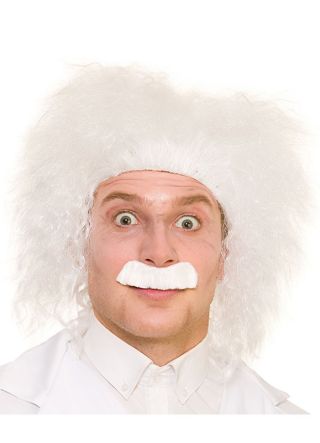 Einstein - Crazy Scientist White Wig and Moustache