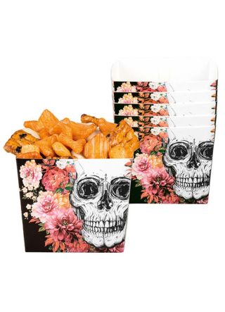 Day of the Dead Floral Skull Small Paper Bowls – 6pk 40cl