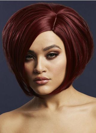 Deluxe Asymmetric Bob with Side Parting – Deep Red - Styleable  