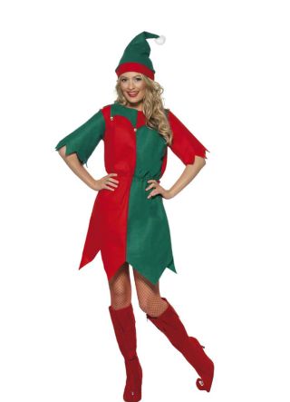 Red and Green Elf Lady Costume