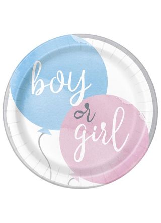 Gender Reveal Party – Balloons Paper Plates 22cm – 8pk
