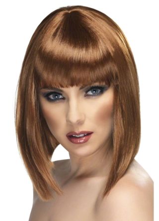 Long Bob Wig with Fringe - Brown