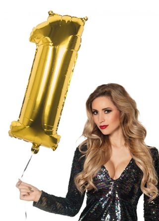 Gold Foil Balloon Number 1 – Helium or Air-fill – 86cm
