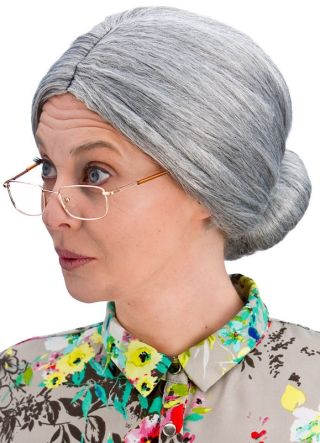 Granny Bun Wig - Two-tone Grey 