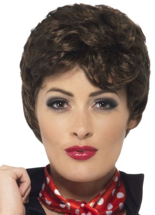 Grease Pink-Ladies Rizzo Brown Wig