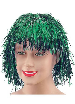 Short Green Tinsel Wig - Good Coverage