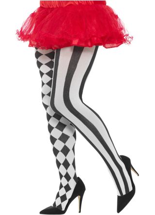 Black and White Harlequin Tights - XL - Dress Size 16-22