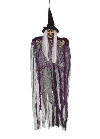 Hanging Purple and Black Creepy Witch Decoration 80cm