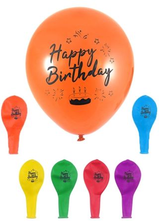 Air-fill Happy Birthday Balloons 23cm - 12pk