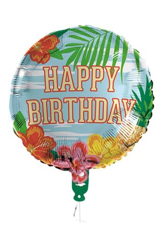 Hawaiian ‘Happy Birthday’ Foil Balloon – Double-Sided - Helium or Air-fill - 45cm