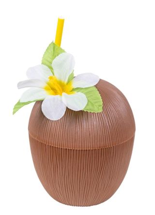 Hawaiian Coconut Cup & Paper Straw
