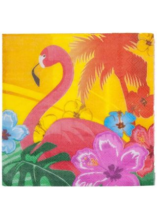 Hawaiian Flower Flamingo Paper Napkins 16.5cm – 12pk