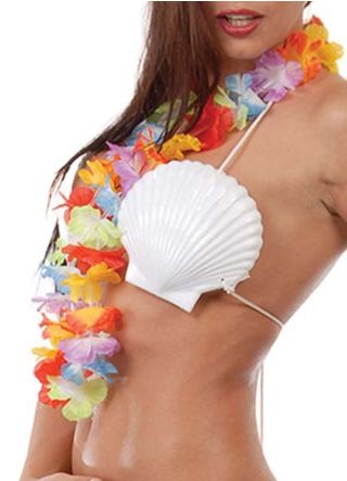 White Hawaiian Plastic Shell Bra 15cm 