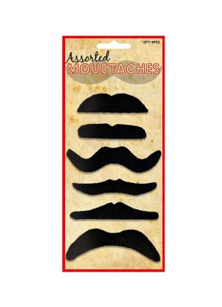 Black Moustaches (6 pack)