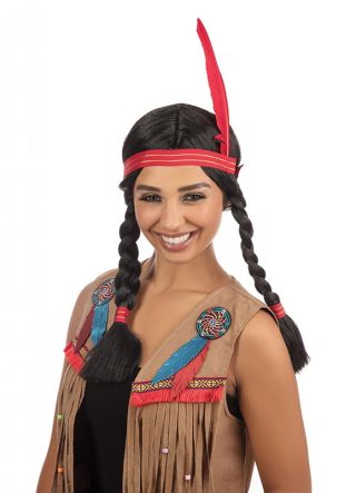 Indian Squaw Plait Wig - Black