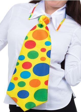 Jumbo Yellow Spotted Clown Neck-Tie 21cm x 52cm