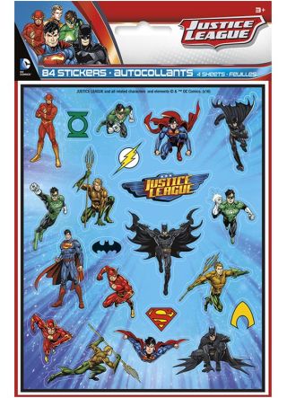 Justice League Superhero Favour Sticker Sheets – 84 Stickers
