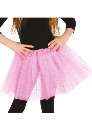 Childs Candyfloss Pink Glitter Tutu - Age 4-10 - Waist 20"-28"