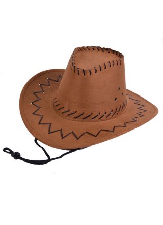 Kids Brown Cowboy Hat - Stitched