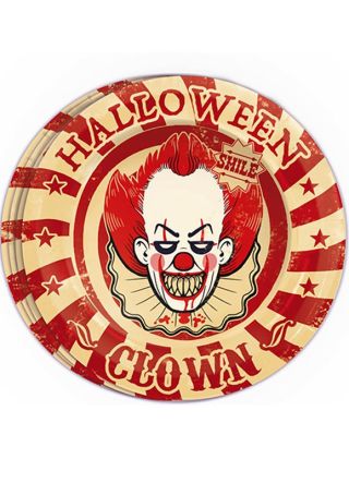 Halloween Killer Klown Paper Plates 23cm – 8pk  