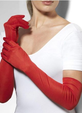 Plain Long Red Ladies Gloves