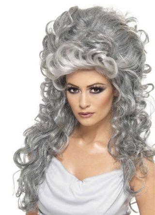 Undead Bride Beehive Wig - Grey