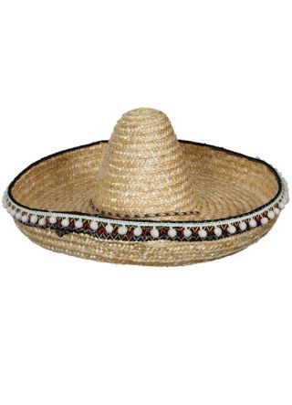 Mexican Sombrero with Tassels - Natural Straw 46cm