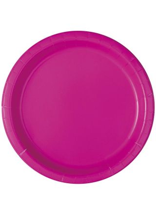 Neon Pink Paper Plates 22cm – 16pk