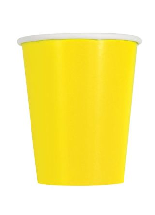 Neon Yellow Paper Cups 25cl – 14pk
