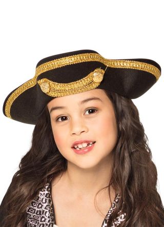 Pirate Captain Hat with Gold Trim - Childs