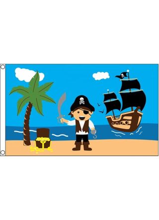 Pirate Party Kids Treasure Island Beach Flag 